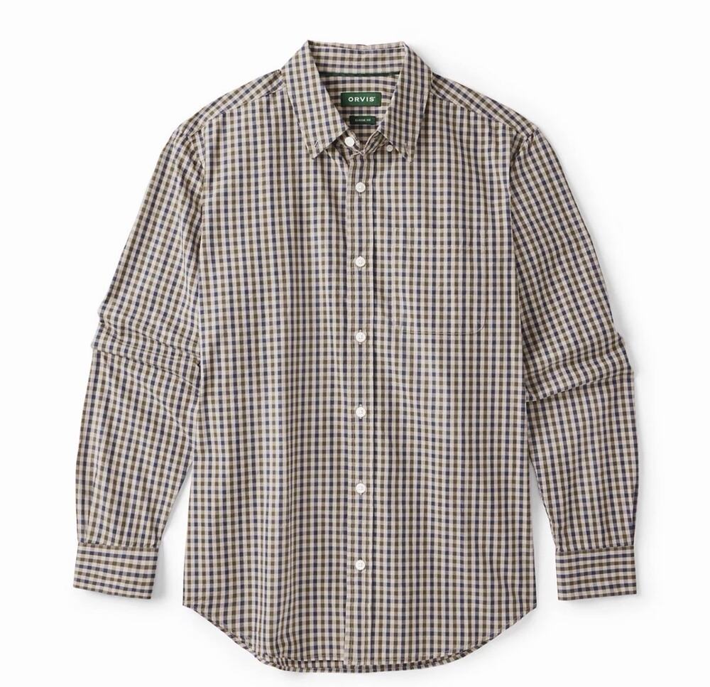 Orvis Mens Heritage Poplin Long-Sleeve Shirt Size L NAVY IVY